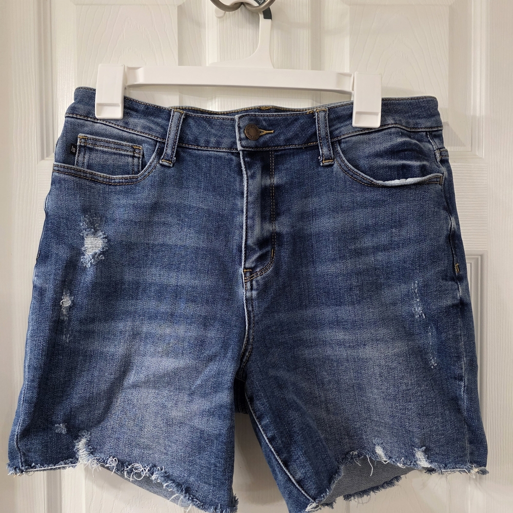 Judy Blue Dark Blue Distressed Jean Shorts